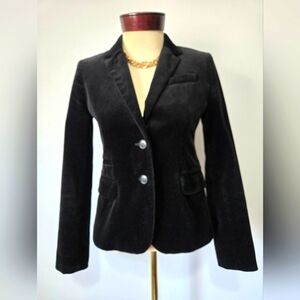 J.CREW Black Crushed Velvet Schoolboy Blazer. Size 2